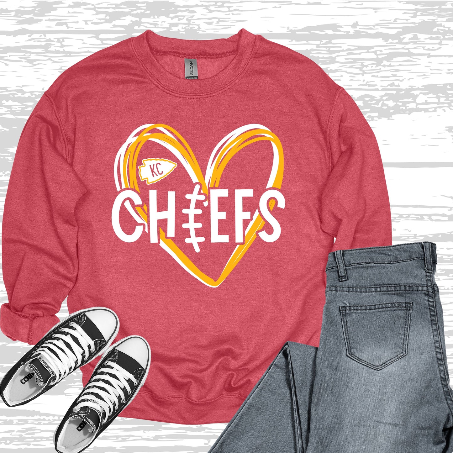 KC Heart Chiefs Sweatshirt - Kansas City Chiefs