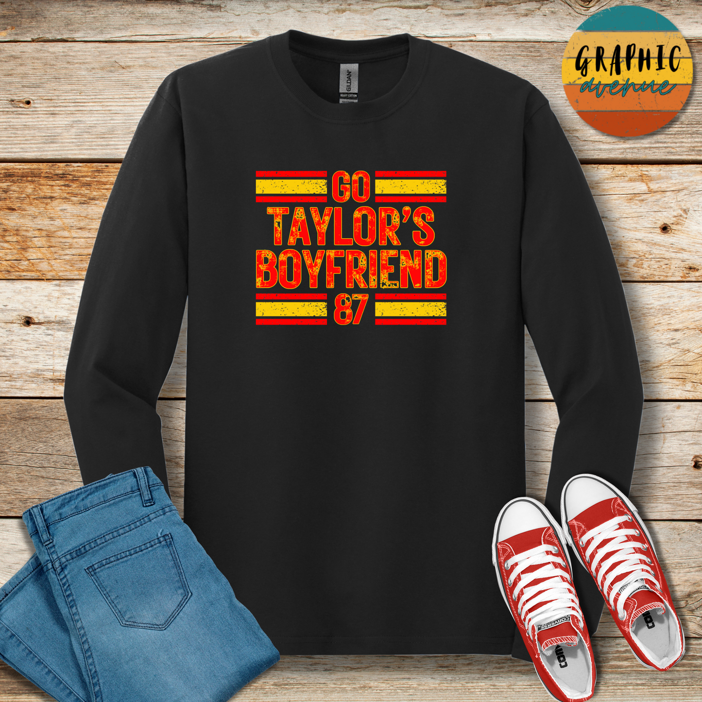 Go Taylor's Boyfriend Long Sleeve Tee Shirt - Kansas City Chiefs - 5 Colors Available in Youth and Adult Sizes