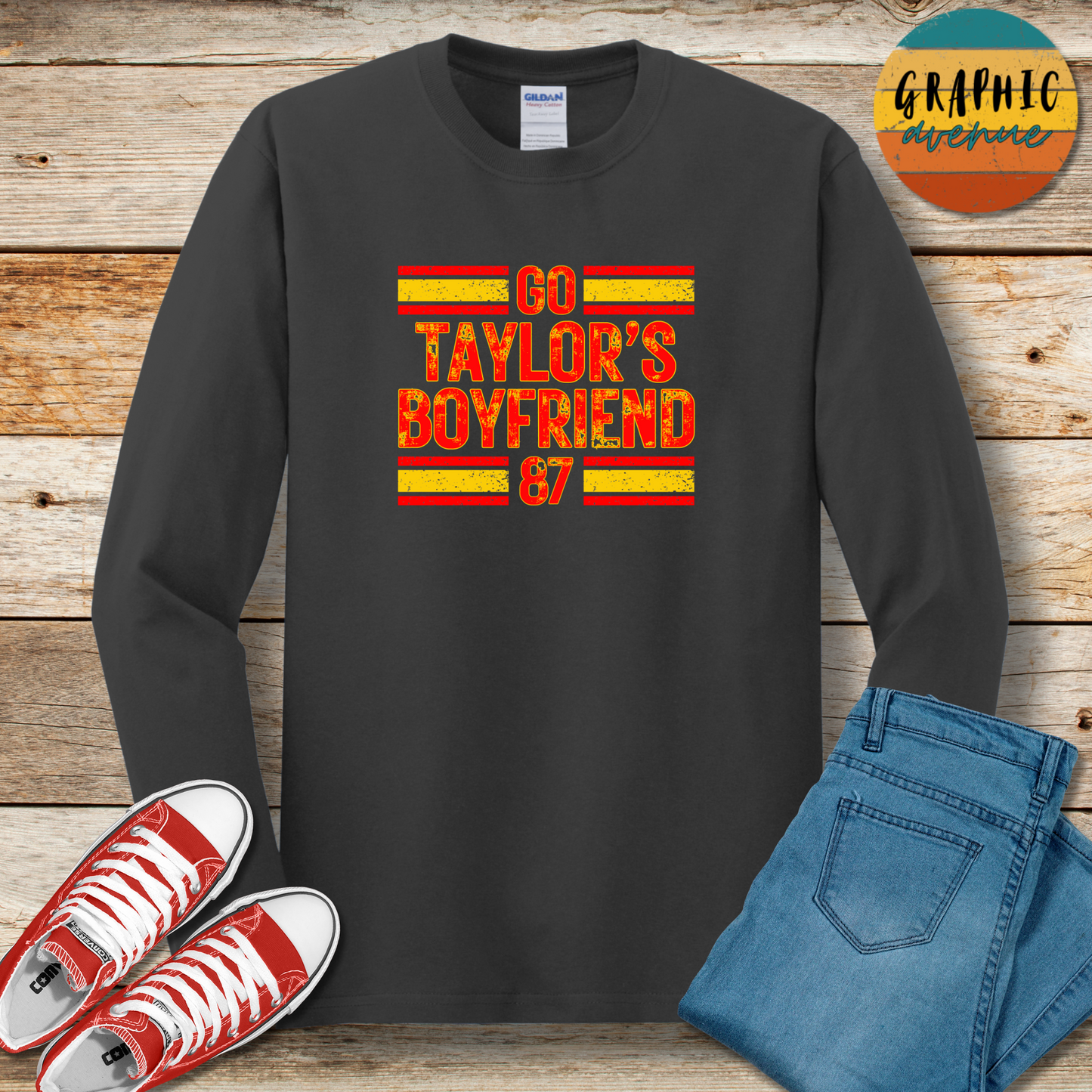 Go Taylor's Boyfriend Long Sleeve Tee Shirt - Kansas City Chiefs - 5 Colors Available in Youth and Adult Sizes