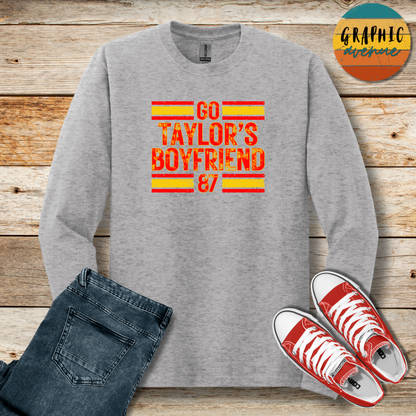 Go Taylor's Boyfriend Long Sleeve Tee Shirt - Kansas City Chiefs - 5 Colors Available in Youth and Adult Sizes