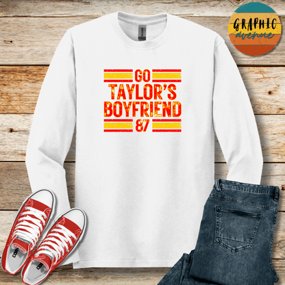 Go Taylor's Boyfriend Long Sleeve Tee Shirt - Kansas City Chiefs - 5 Colors Available in Youth and Adult Sizes