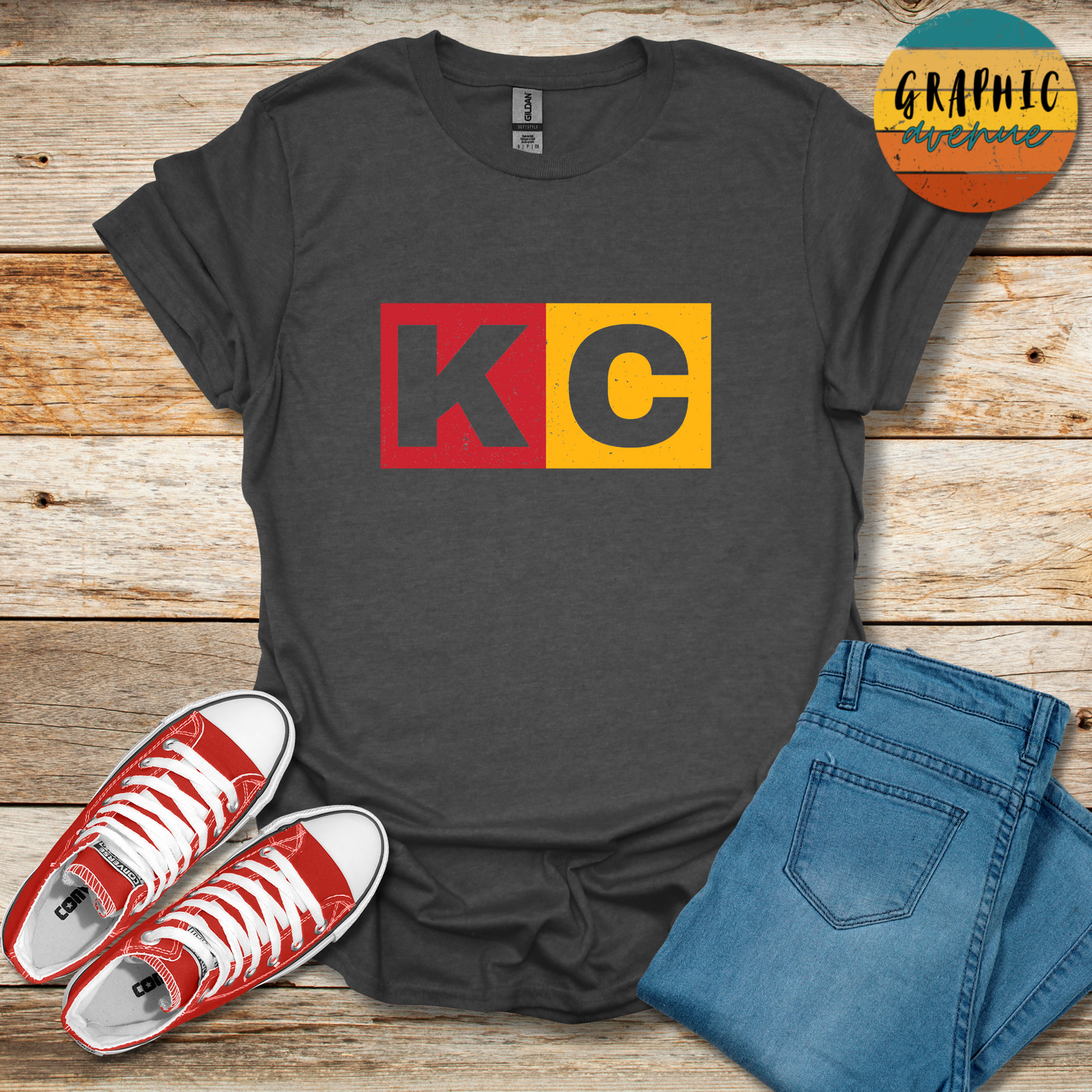 KC Tee Shirt - Kansas City Chiefs - 5 Colors Available in Youth and Adult Sizes