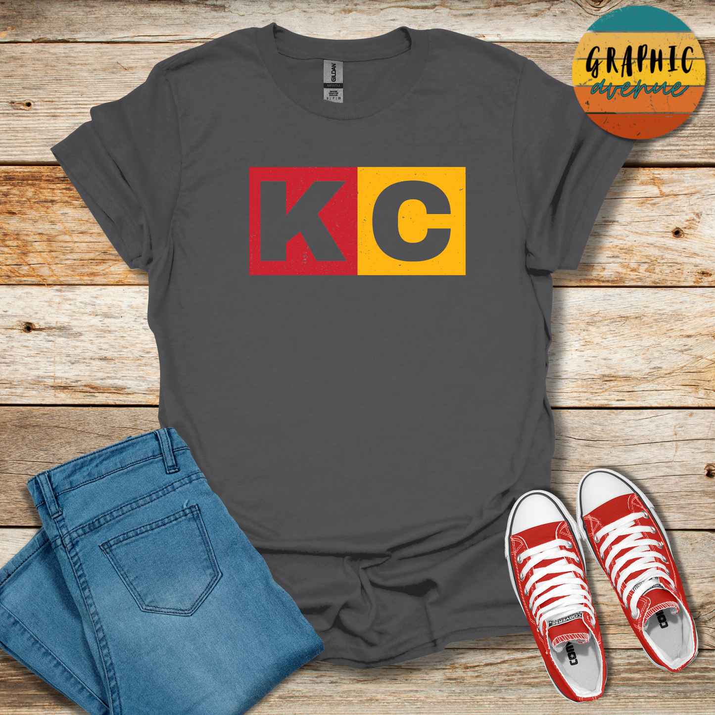 KC Tee Shirt - Kansas City Chiefs - 5 Colors Available in Youth and Adult Sizes