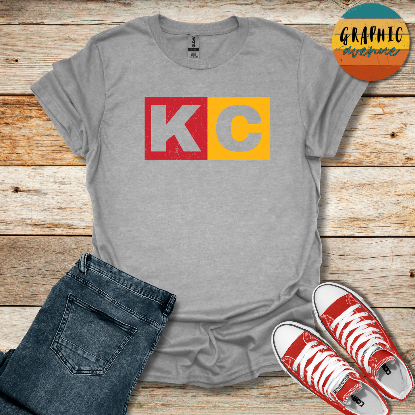 KC Tee Shirt - Kansas City Chiefs - 5 Colors Available in Youth and Adult Sizes