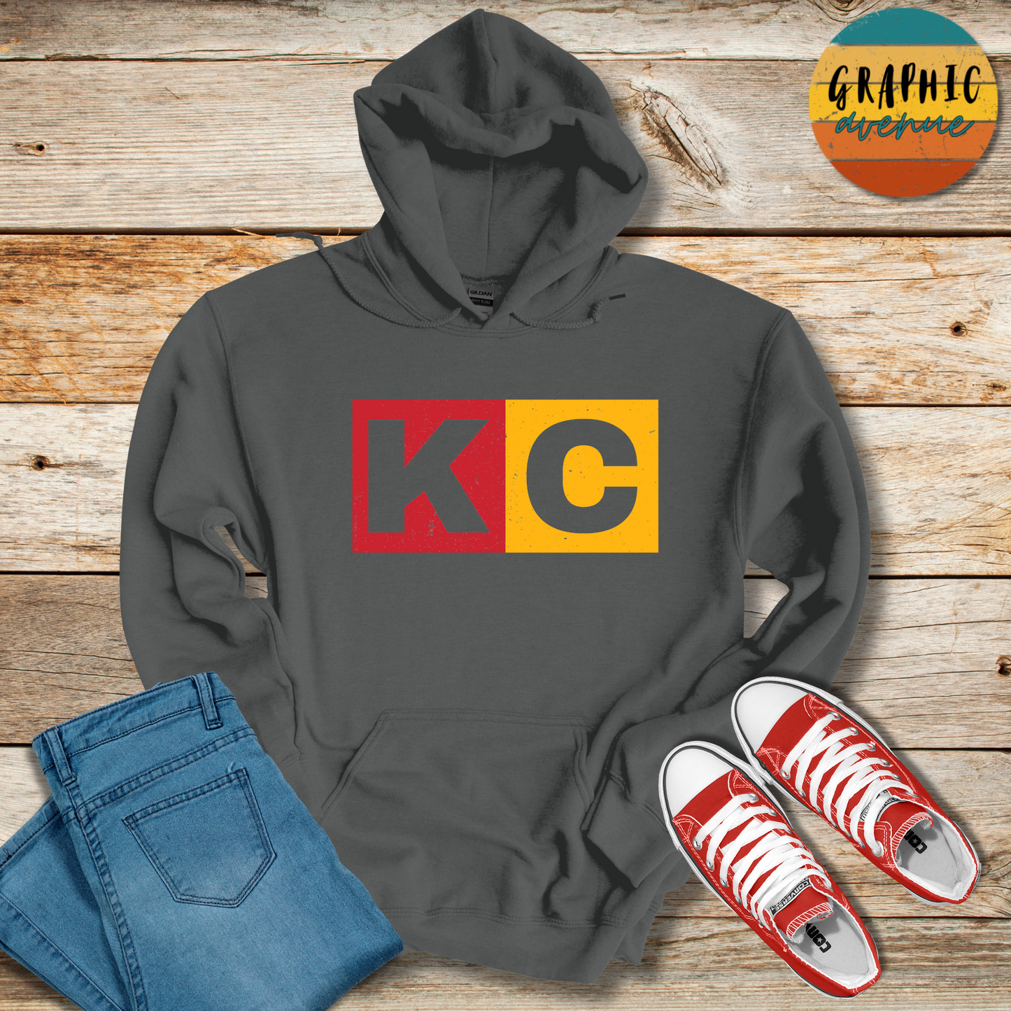 KC Hooded Sweatshirt - Kansas City Chiefs - 5 Colors Available in Youth and Adult Sizes