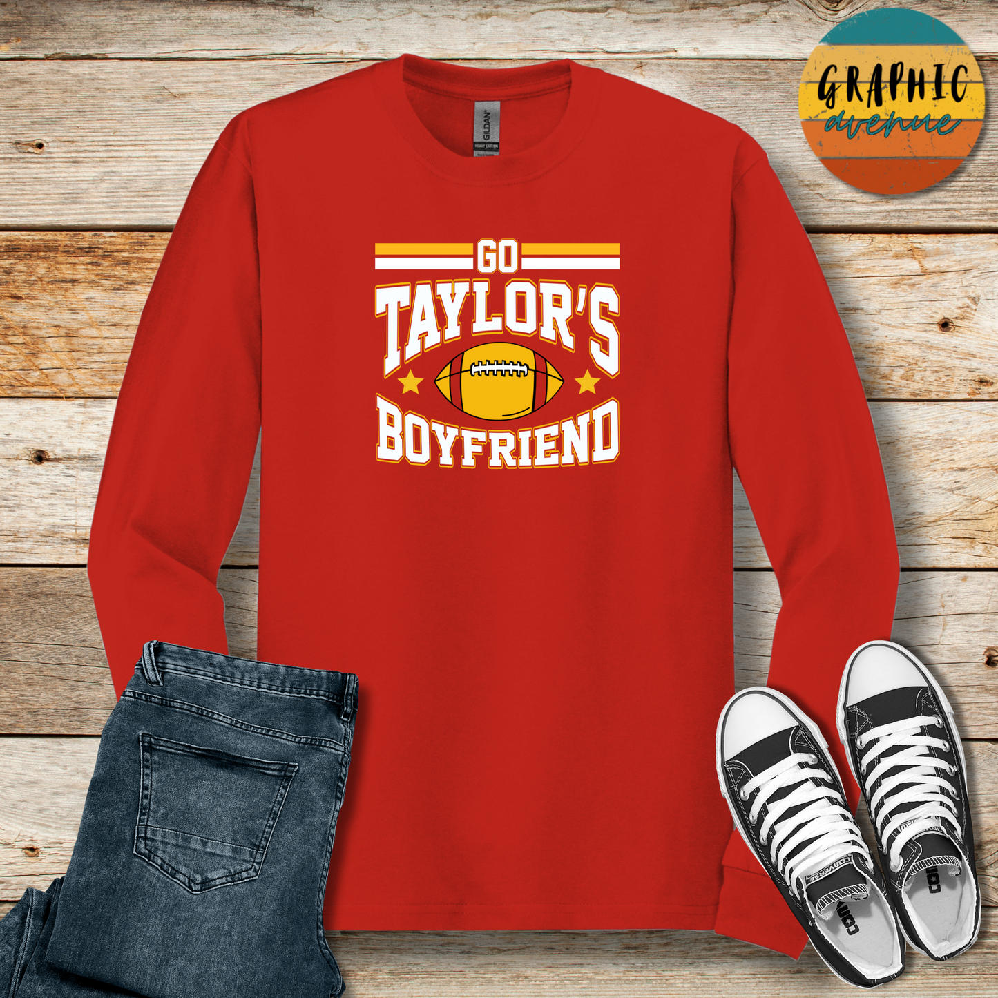 Kansas City Chiefs - Go Taylor's Boyfriend - Taylor Swift Chiefs Shirts  - Available in Tee Shirt, Long Sleeve Tee, Crewneck and Hooded Sweatshirt