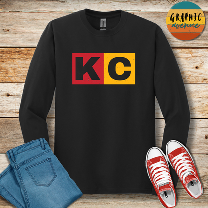 KC Long Sleeve Tee Shirt - Kansas City Chiefs - 5 Colors Available in Youth and Adult Sizes