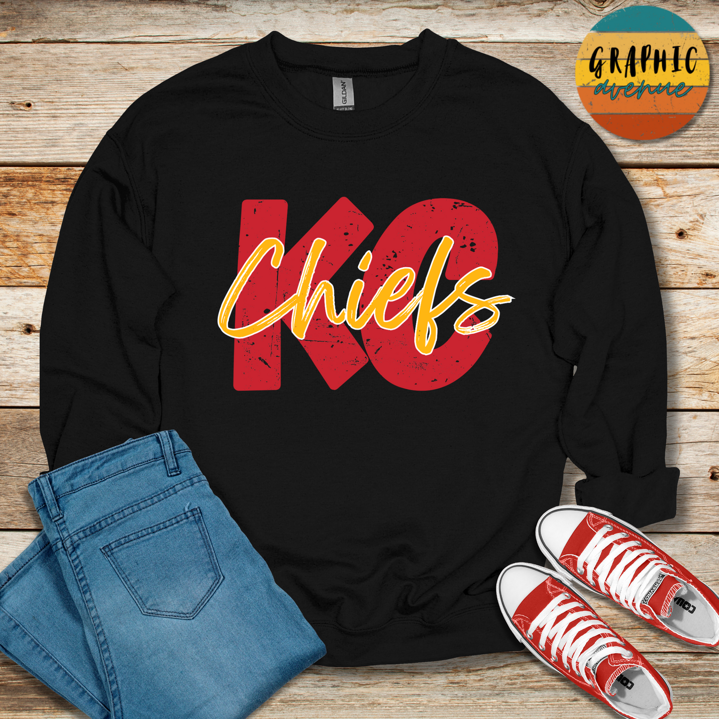 KC Chiefs Sweatshirt - 5 Colors Available in Youth and Adult Sizes