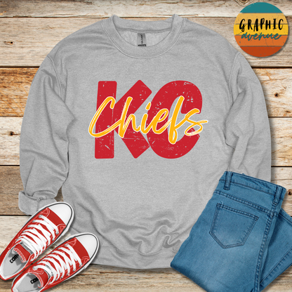 KC Chiefs Sweatshirt - 5 Colors Available in Youth and Adult Sizes