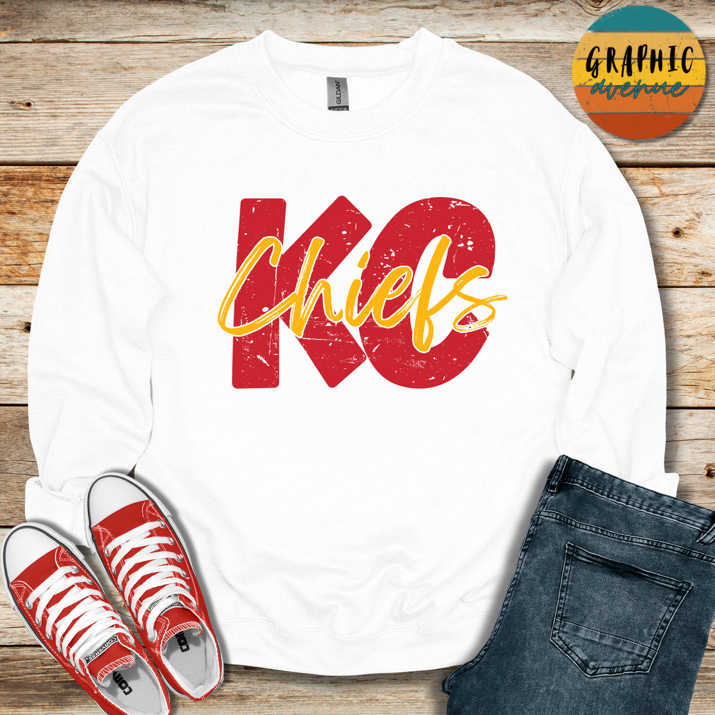 KC Chiefs Sweatshirt - 5 Colors Available in Youth and Adult Sizes