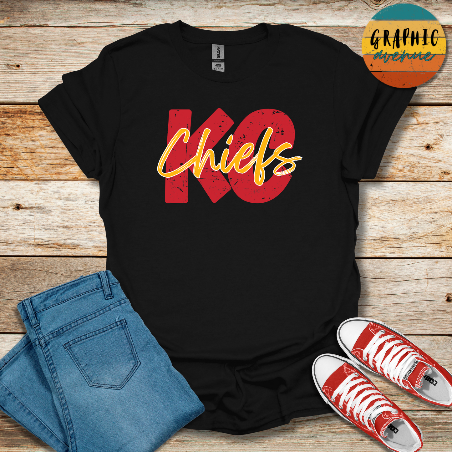 KC Chiefs Tee Shirt - 5 Colors Available in Youth and Adult Sizes