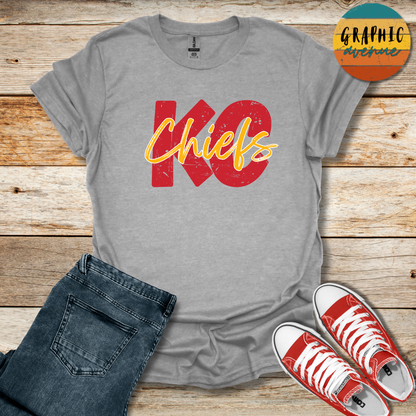 KC Chiefs Tee Shirt - 5 Colors Available in Youth and Adult Sizes