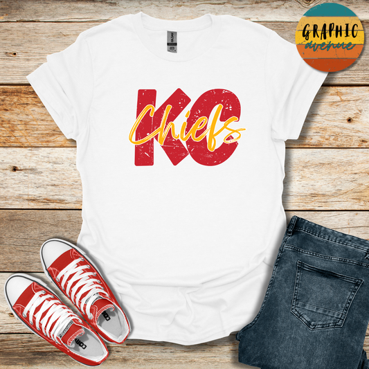 KC Chiefs Tee Shirt - 5 Colors Available in Youth and Adult Sizes