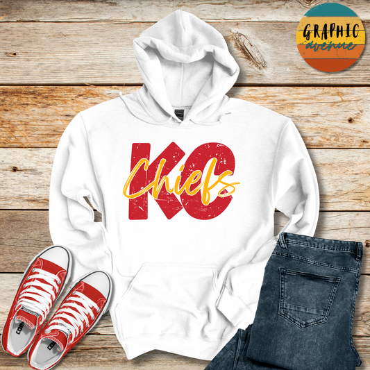 KC Chiefs Hooded Sweatshirt - 5 Colors Available in Youth and Adult Sizes