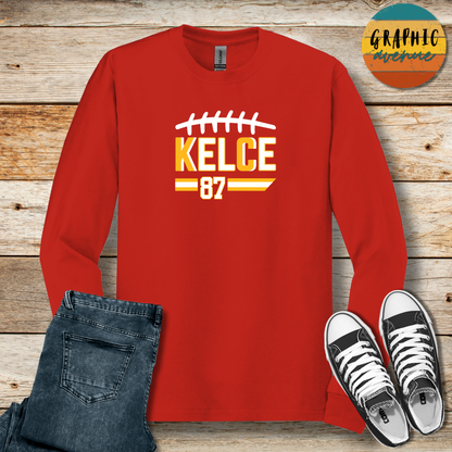 Kansas City Chiefs - Kelce 87 Chiefs Shirts  - Available in Tee Shirt, Long Sleeve Tee, Crewneck and Hooded Sweatshirt