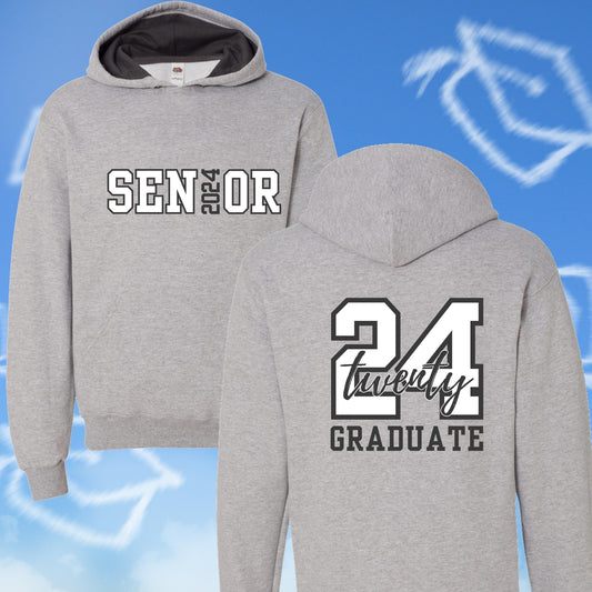 2024 Senior - Class of 2024 - Graduation - Custom Colors Available - Adult Hooded Sweatshirts Hooded Sweatshirt Graphic Avenue Athletic Heather Adult Small 
