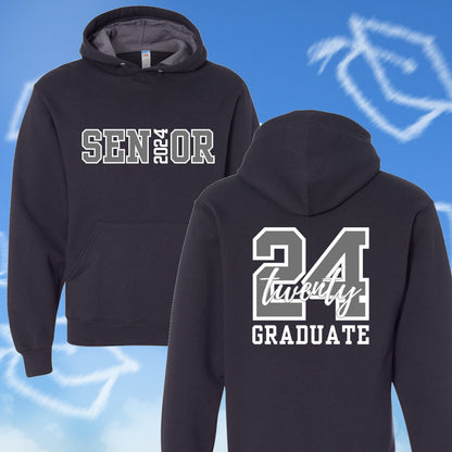 2024 Senior - Class of 2024 - Graduation - Custom Colors Available - Adult Hooded Sweatshirts Hooded Sweatshirt Graphic Avenue Black Adult Small 