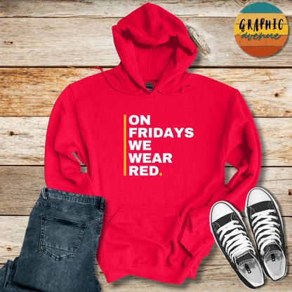 Kansas City Chiefs On Fridays We Wear Red Shirts  - Available in Tee Shirt, Long Sleeve Tee Shirt, Crewneck and Hooded Sweatshirt