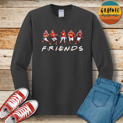 Kansas City Chiefs Friends Long Sleeve Tee Shirt- 5 Colors Available in Youth and Adult Sizes