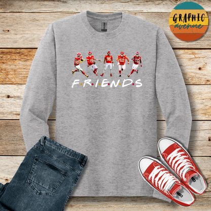 Kansas City Chiefs Friends Long Sleeve Tee Shirt- 5 Colors Available in Youth and Adult Sizes