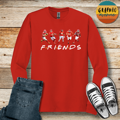 Kansas City Chiefs Friends Long Sleeve Tee Shirt- 5 Colors Available in Youth and Adult Sizes