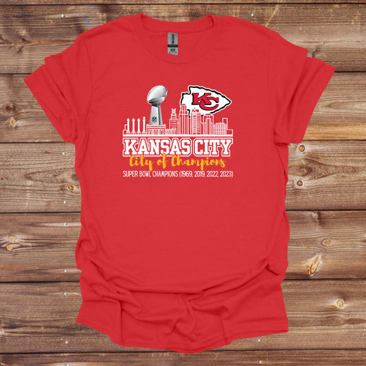 Football T-Shirt - Kansas City Chiefs - City of Champions - Adult Tee Shirts - Chiefs - Sports