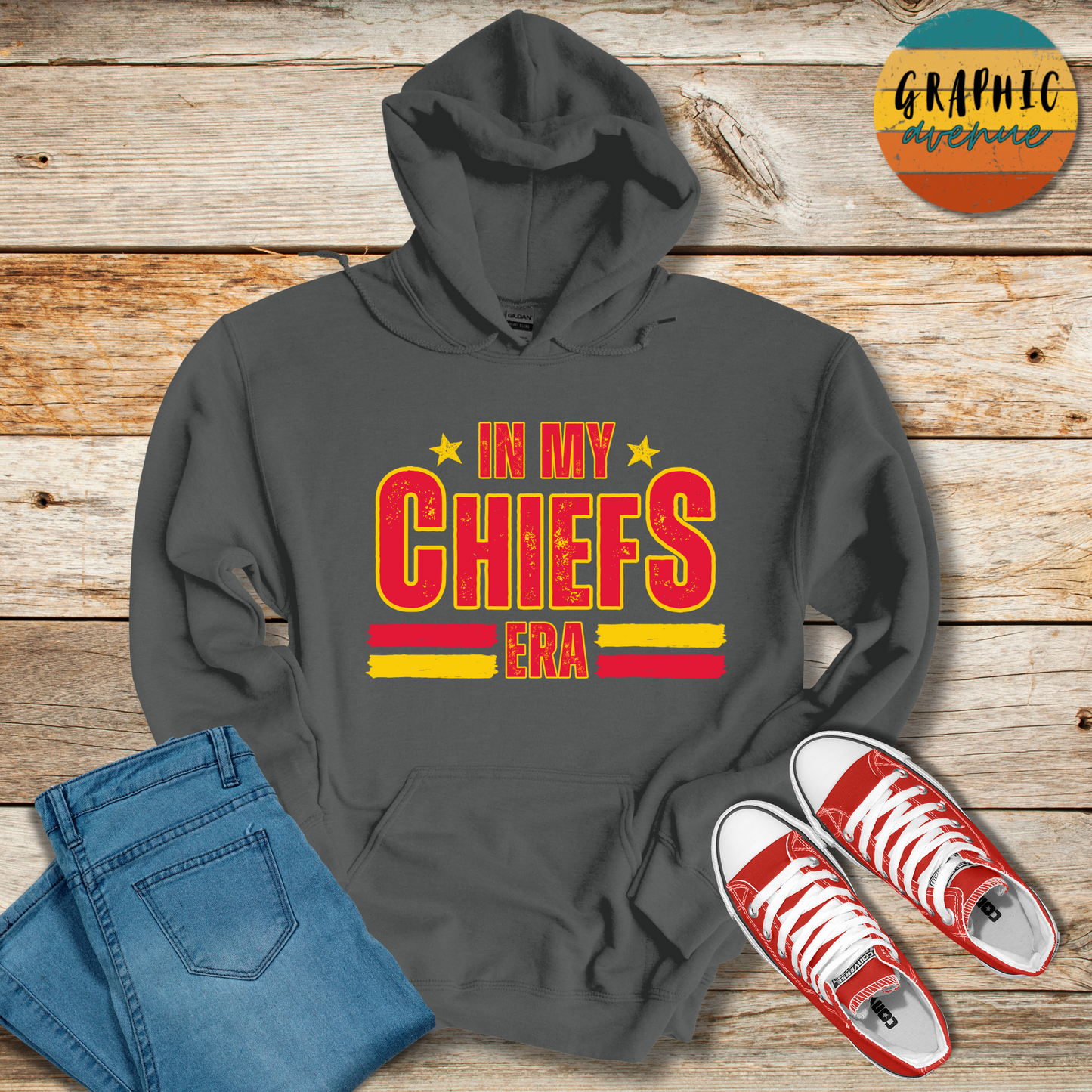 In My Chiefs Era  Hooded Sweatshirt - Kansas City Chiefs - 6 Colors Available in Youth and Adult Sizes