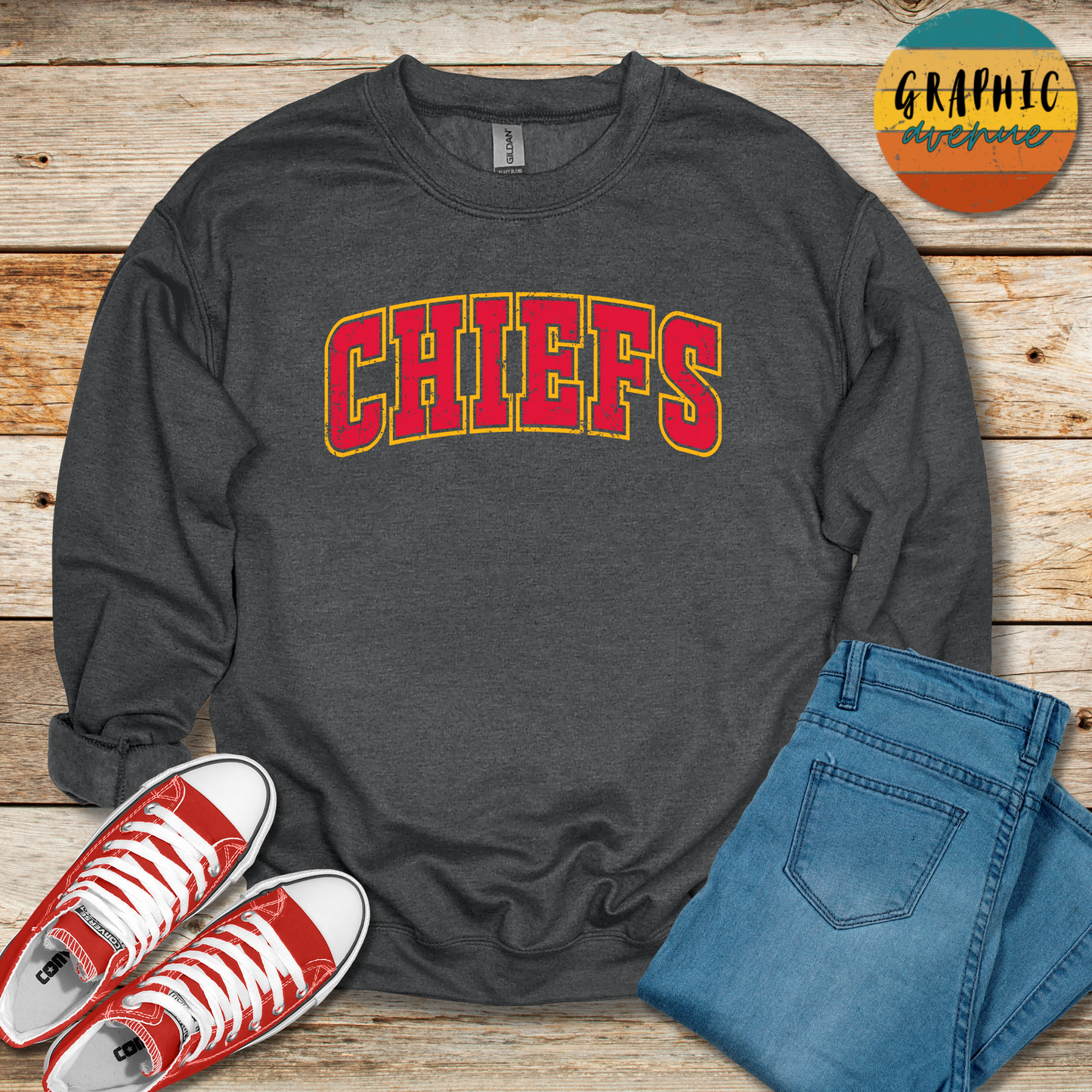 Kansas City Chiefs Sweatshirt - 6 Colors Available in Youth and Adult Sizes