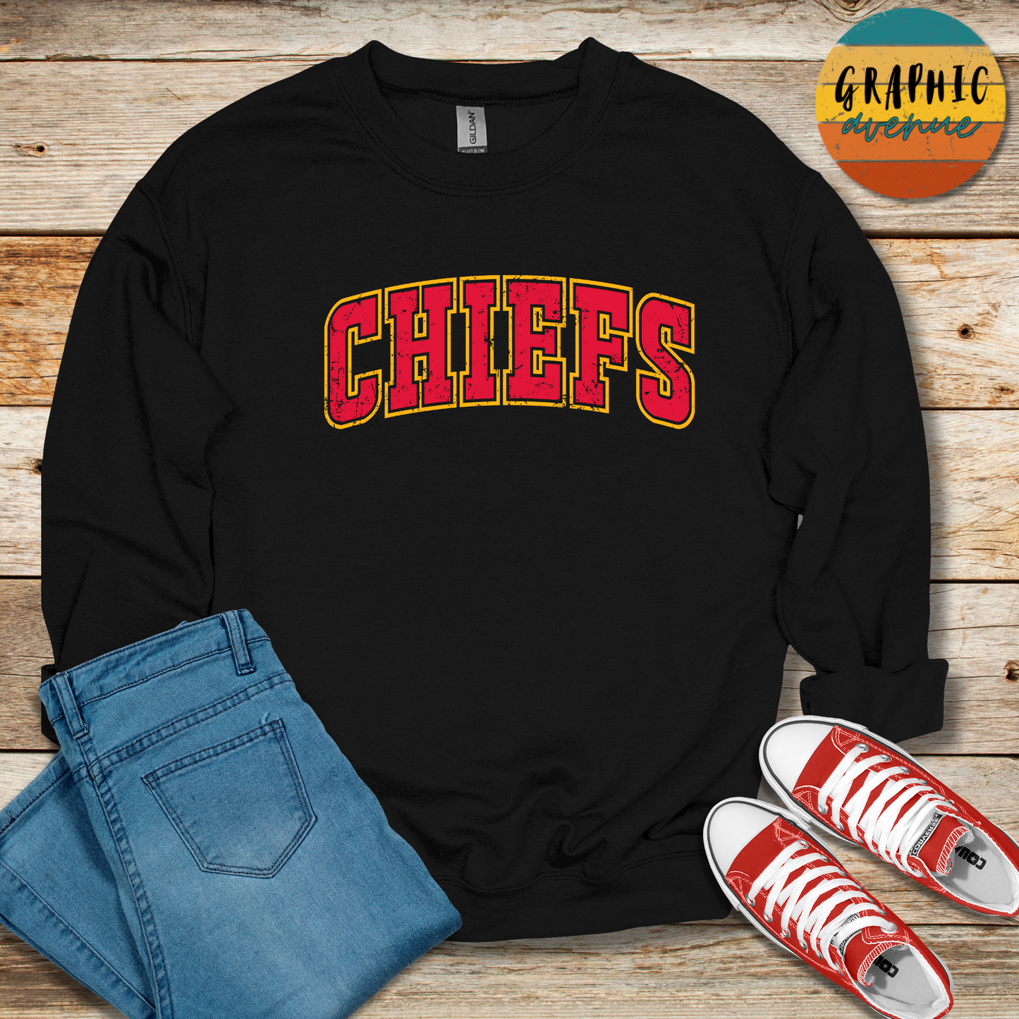 Kansas City Chiefs Sweatshirt - 6 Colors Available in Youth and Adult Sizes