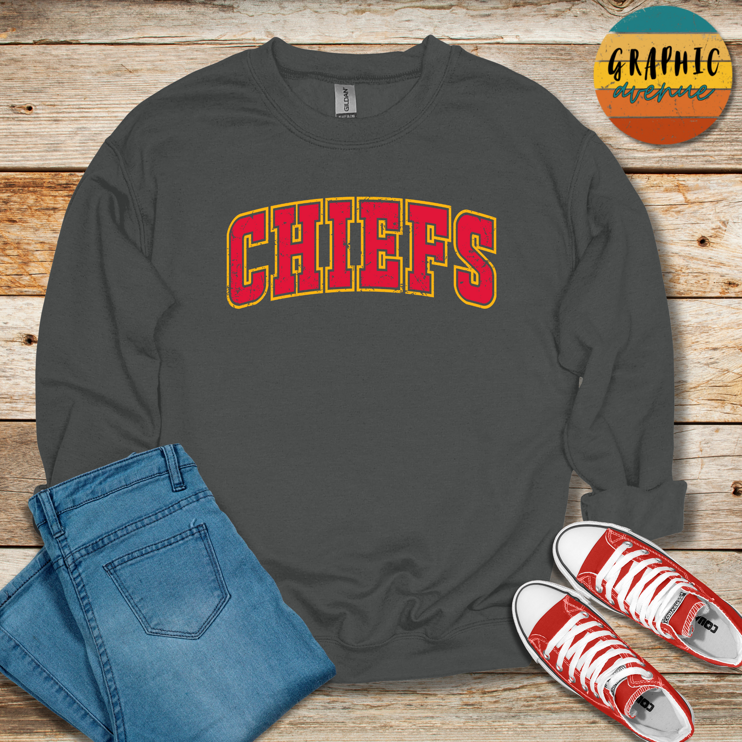 Kansas City Chiefs Sweatshirt - 6 Colors Available in Youth and Adult Sizes