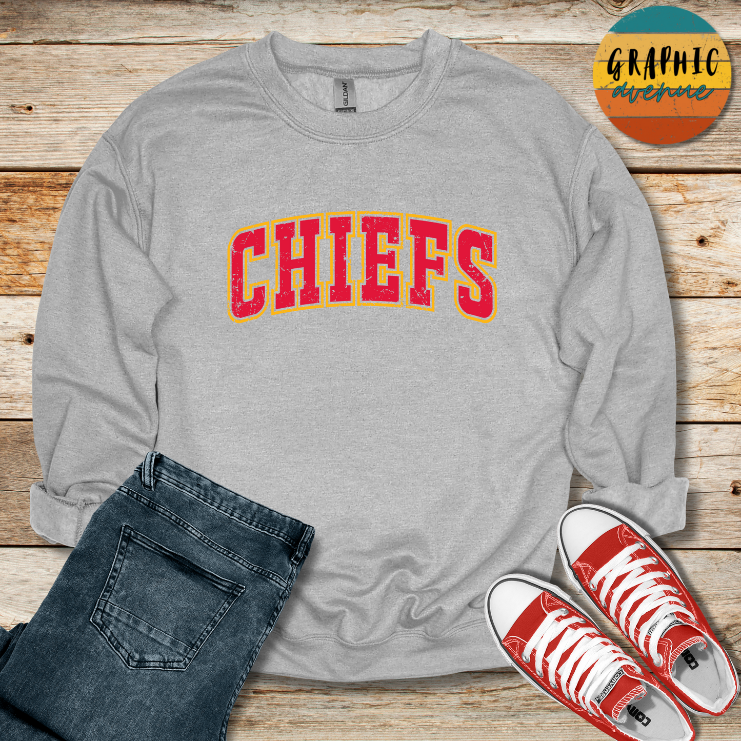 Kansas City Chiefs Sweatshirt - 6 Colors Available in Youth and Adult Sizes