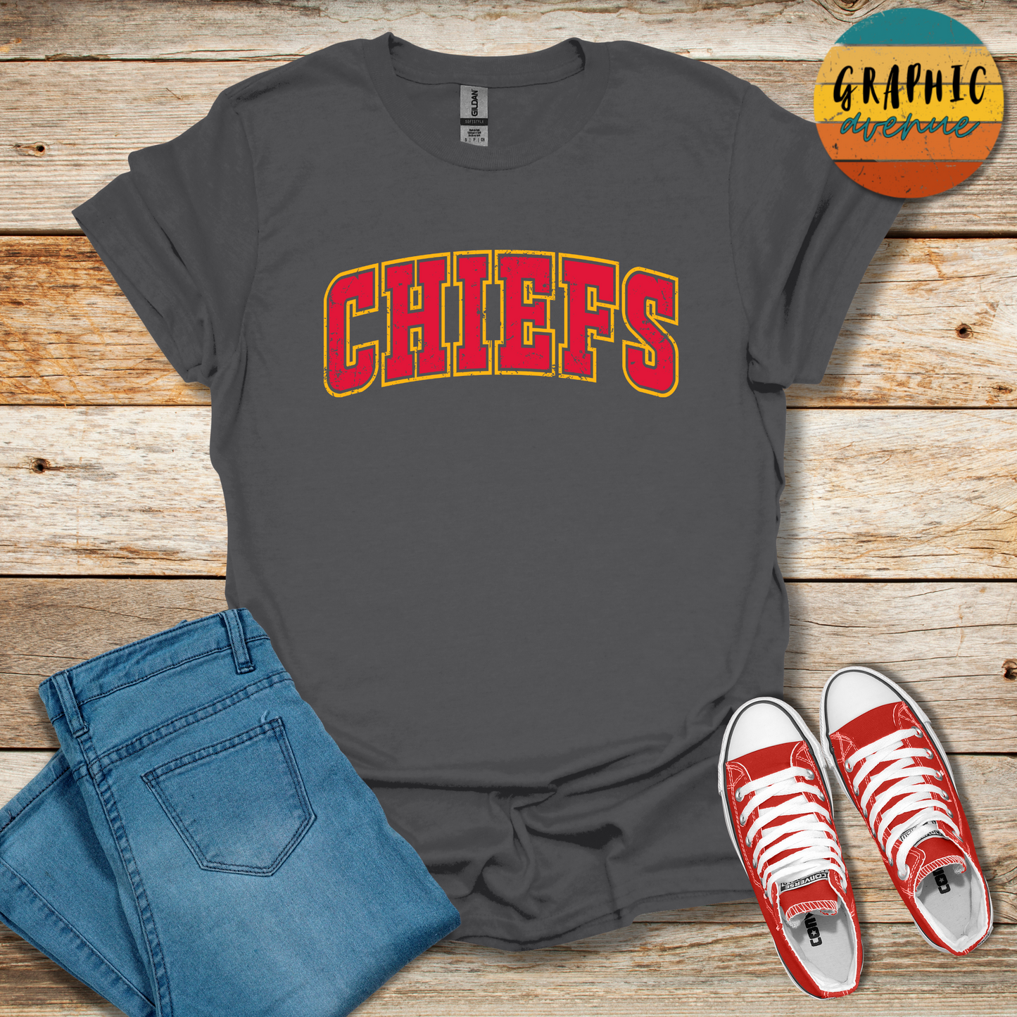 Kansas City Chiefs Tee Shirt - 6 Colors Available in Youth and Adult Sizes