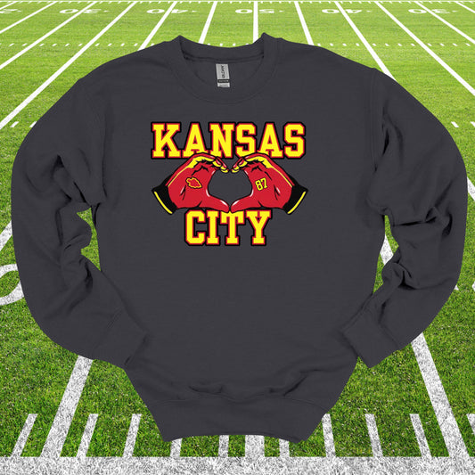 Kansas City Chiefs- Heart Hands - Adult Tee Shirt, Crewneck Sweatshirts and Hoodie