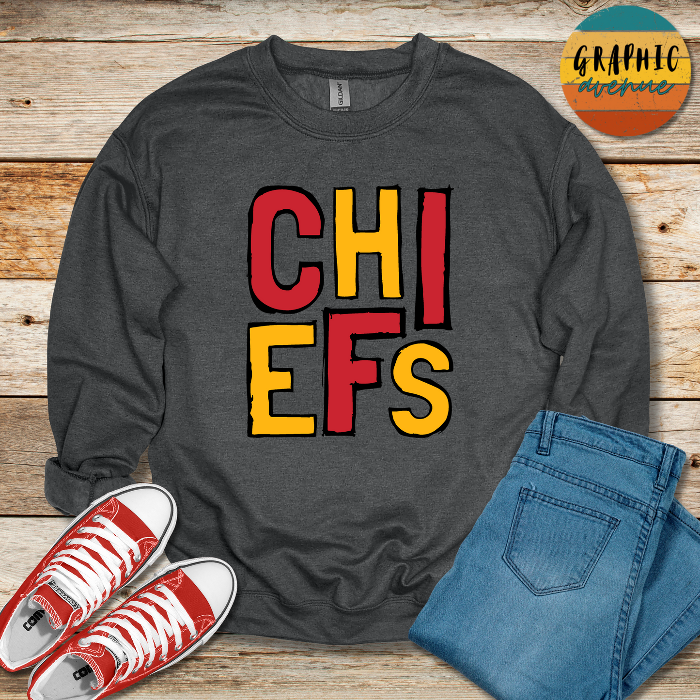 Chiefs Sweatshirt - Kansas City Chiefs - 6 Colors Available in Youth and Adult Sizes