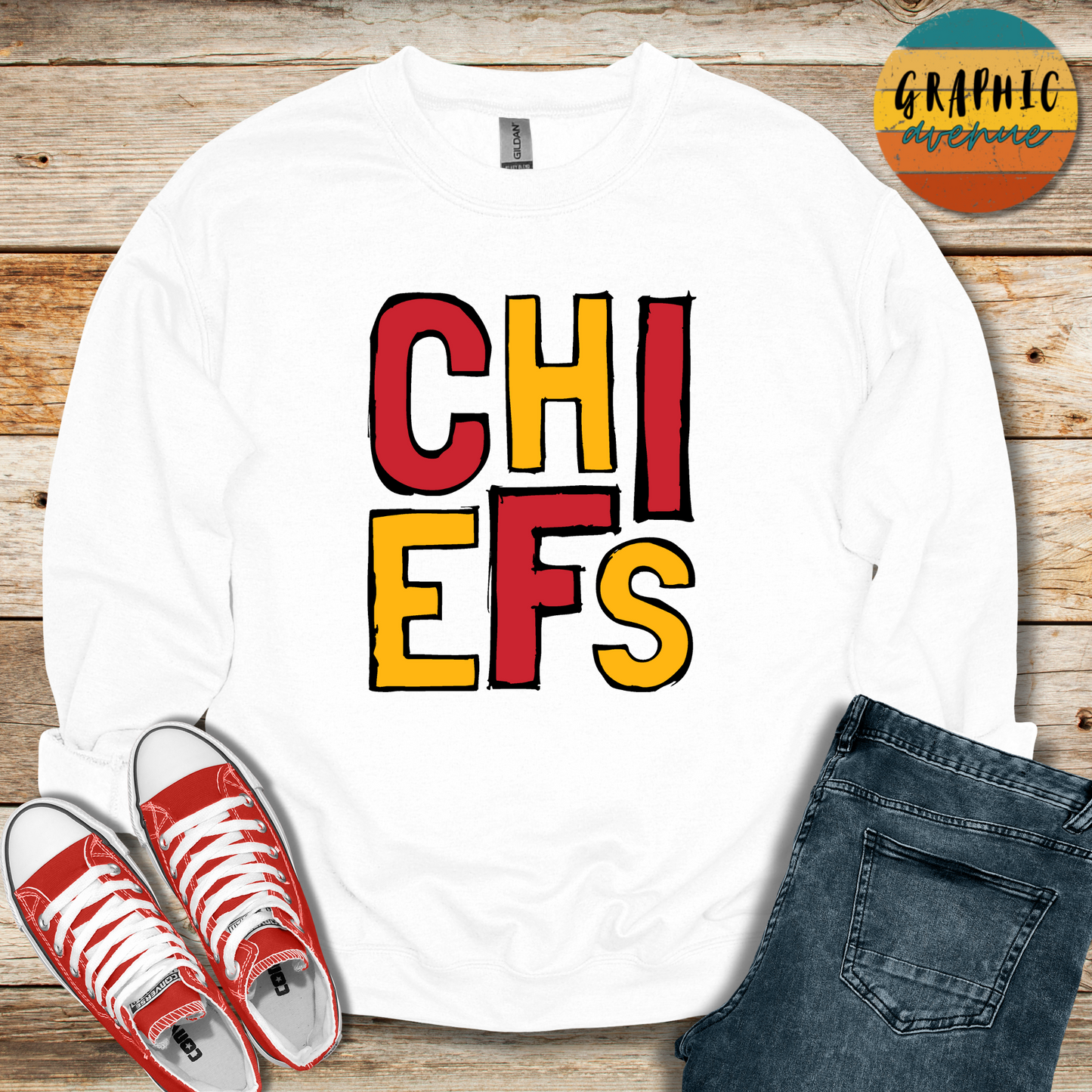 Chiefs Sweatshirt - Kansas City Chiefs - 6 Colors Available in Youth and Adult Sizes