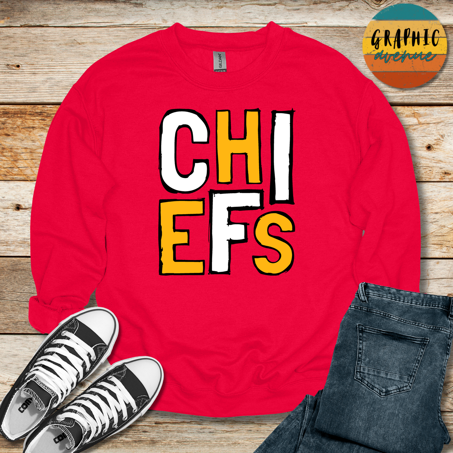 Chiefs Sweatshirt - Kansas City Chiefs - 6 Colors Available in Youth and Adult Sizes