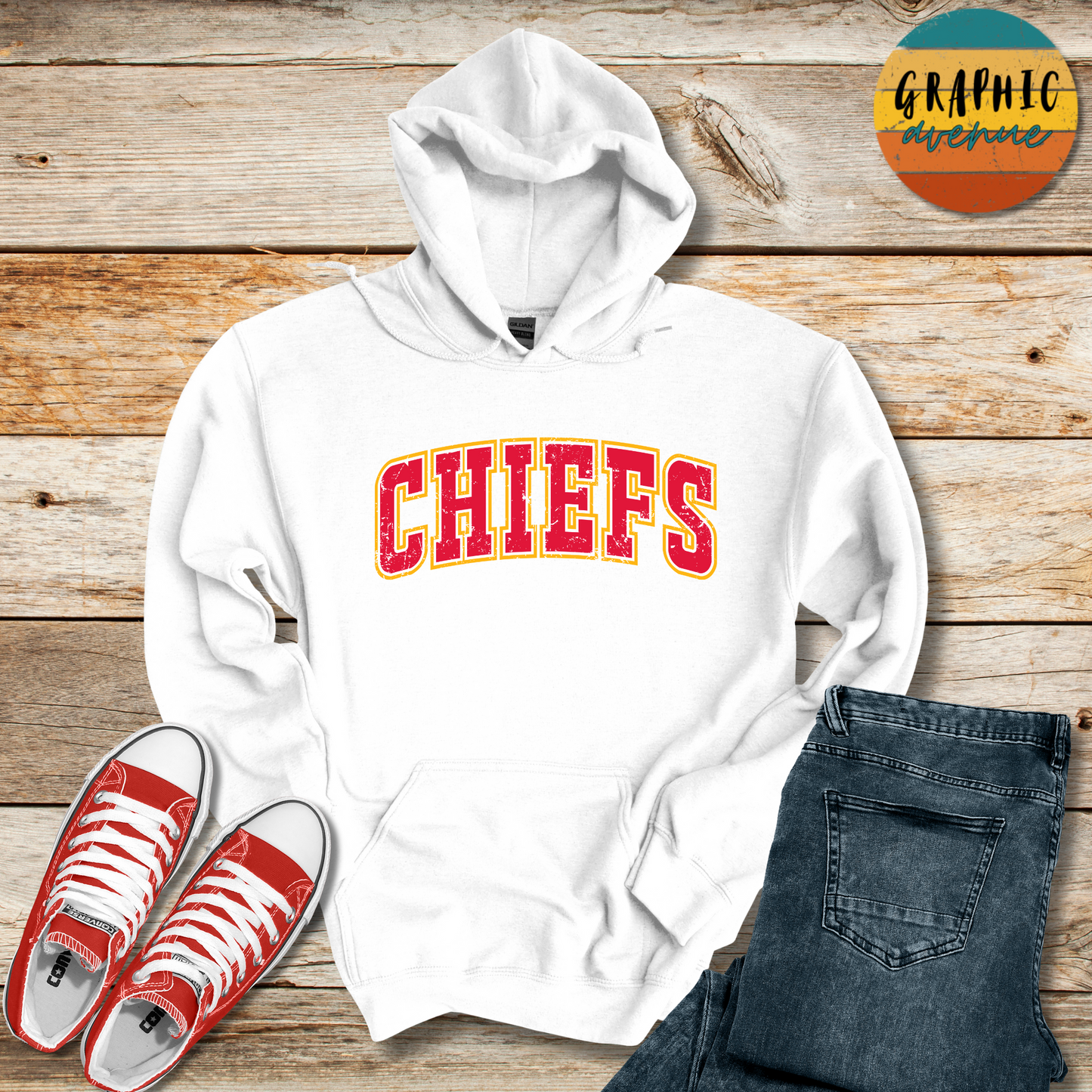 Kansas City Chiefs Hooded Sweatshirt - 6 Colors Available in Youth and Adult Sizes