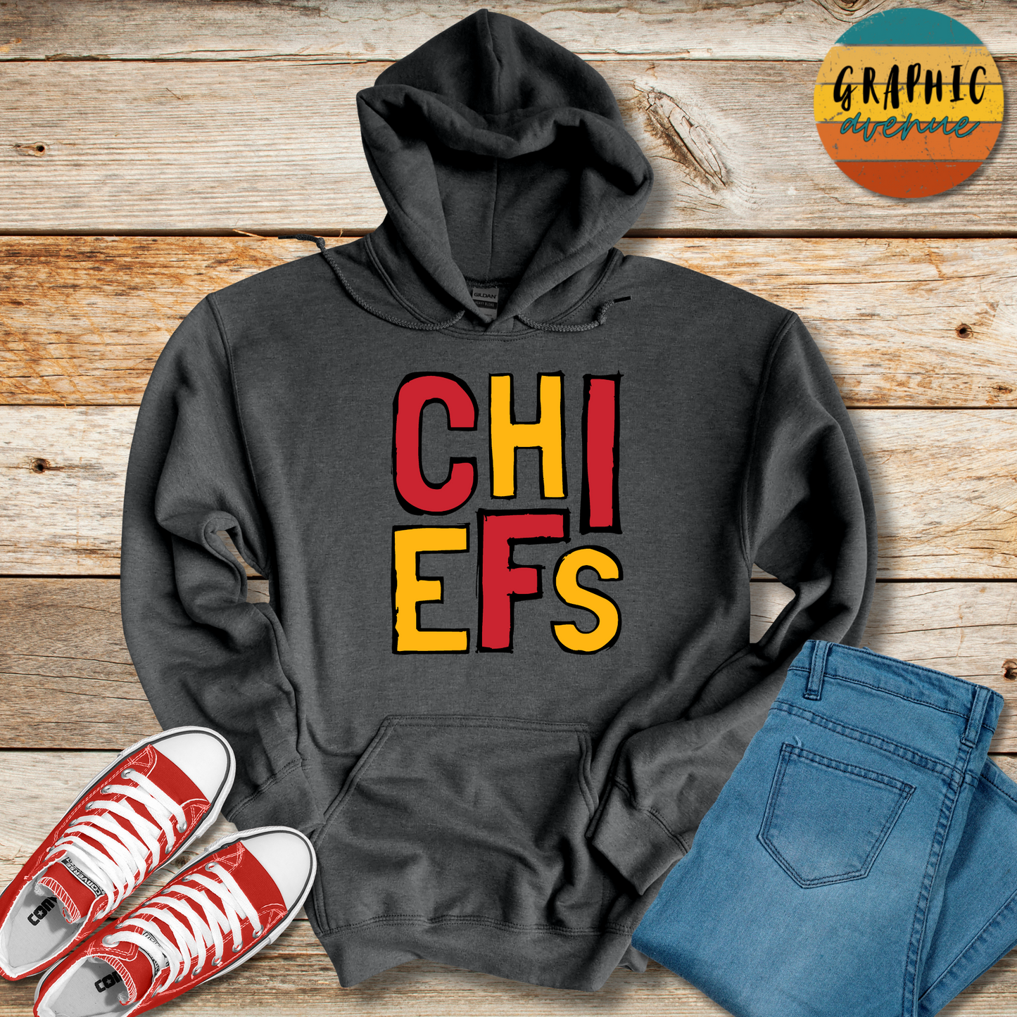 Chiefs Hooded Sweatshirt - Kansas City Chiefs - 6 Colors Available in Youth and Adult Sizes