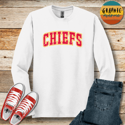 Kansas City Chiefs Long Sleeve Tee Shirt- 6 Colors Available in Youth and Adult Sizes