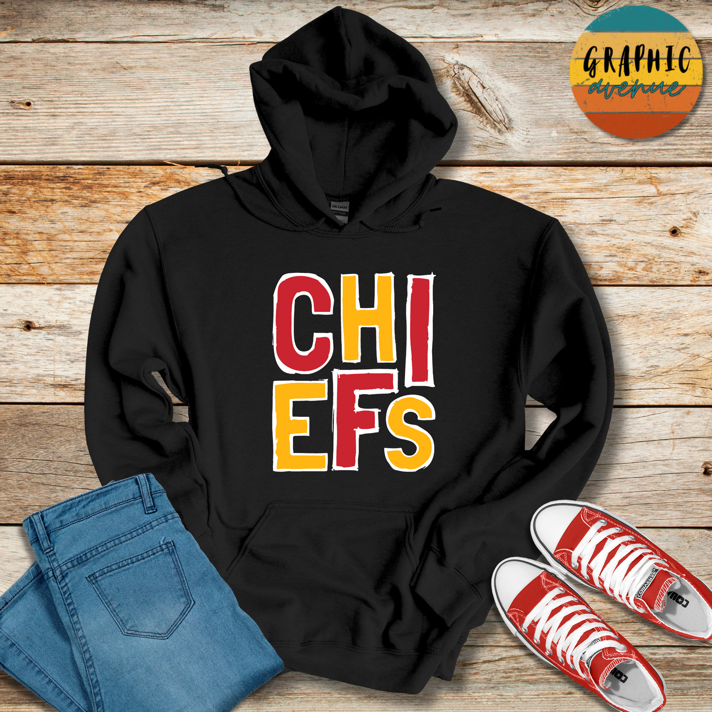 Chiefs Hooded Sweatshirt - Kansas City Chiefs - 6 Colors Available in Youth and Adult Sizes