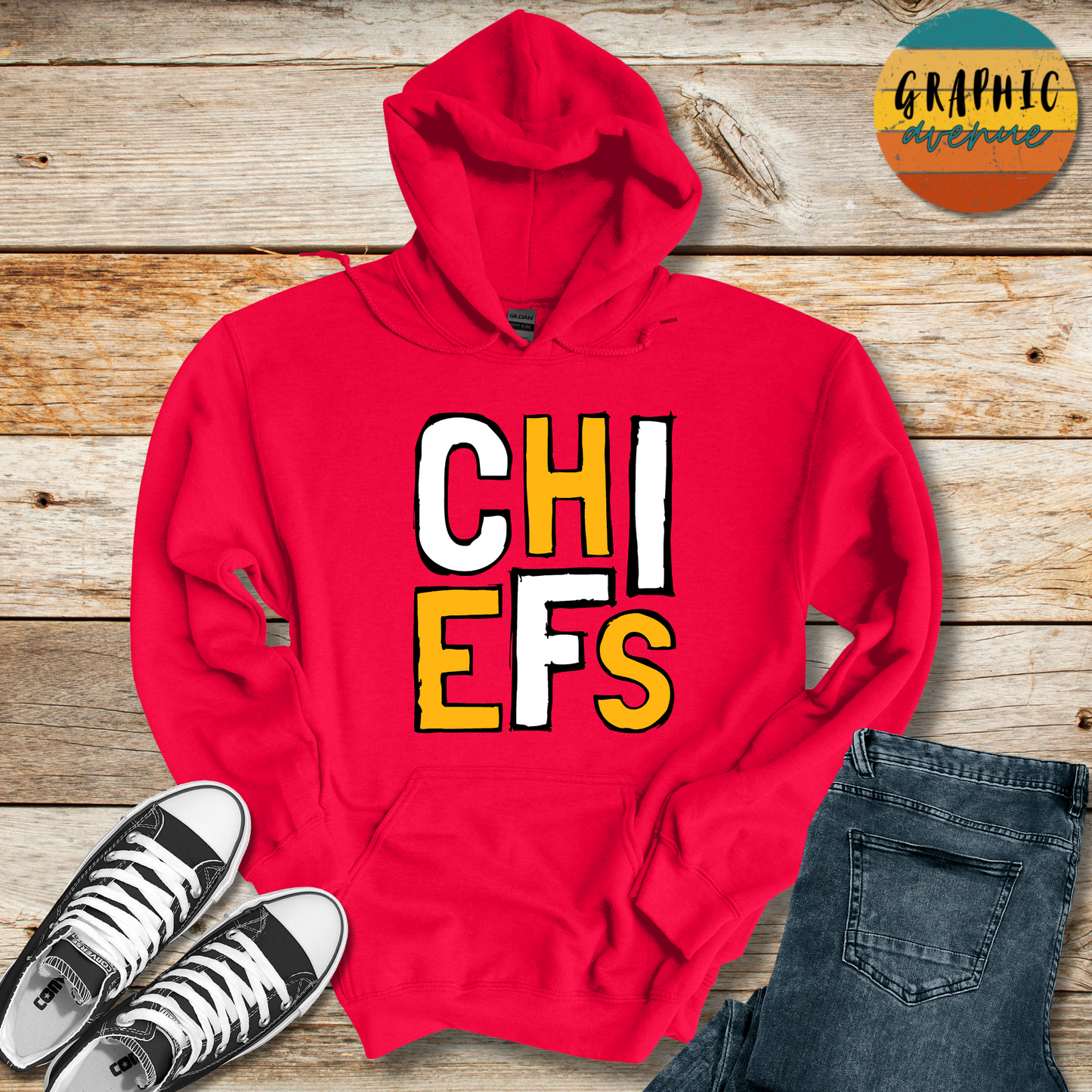 Chiefs Hooded Sweatshirt - Kansas City Chiefs - 6 Colors Available in Youth and Adult Sizes