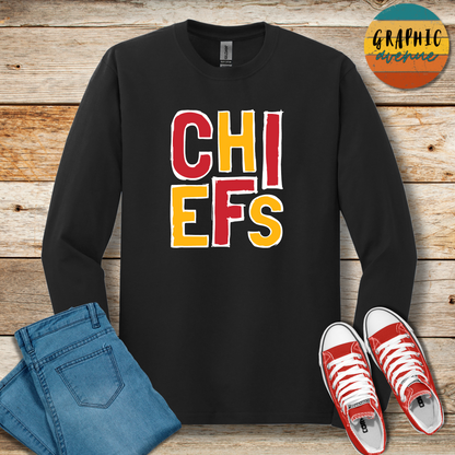 Chiefs Long Sleeve Tee Shirt - Kansas City Chiefs - 6 Colors Available in Youth and Adult Sizes