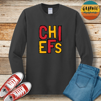 Chiefs Long Sleeve Tee Shirt - Kansas City Chiefs - 6 Colors Available in Youth and Adult Sizes