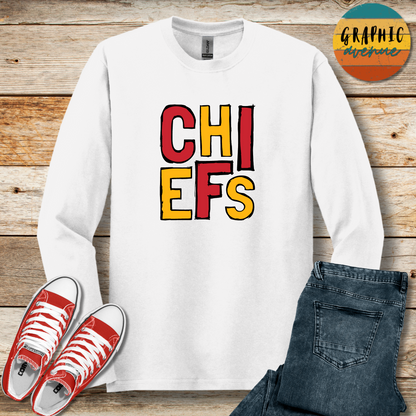 Chiefs Long Sleeve Tee Shirt - Kansas City Chiefs - 6 Colors Available in Youth and Adult Sizes