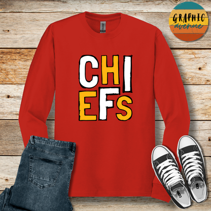 Chiefs Long Sleeve Tee Shirt - Kansas City Chiefs - 6 Colors Available in Youth and Adult Sizes