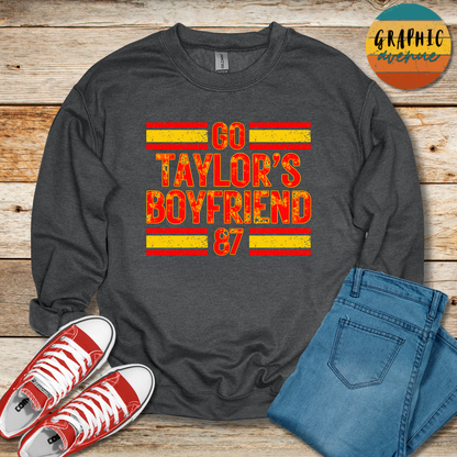 Go Taylor's Boyfriend Sweatshirt - Kansas City Chiefs - 5 Colors Available in Youth and Adult Sizes