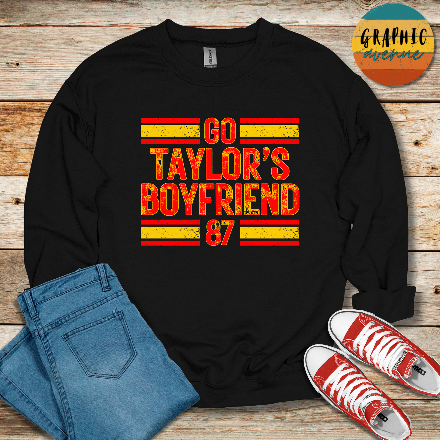 Go Taylor's Boyfriend Sweatshirt - Kansas City Chiefs - 5 Colors Available in Youth and Adult Sizes