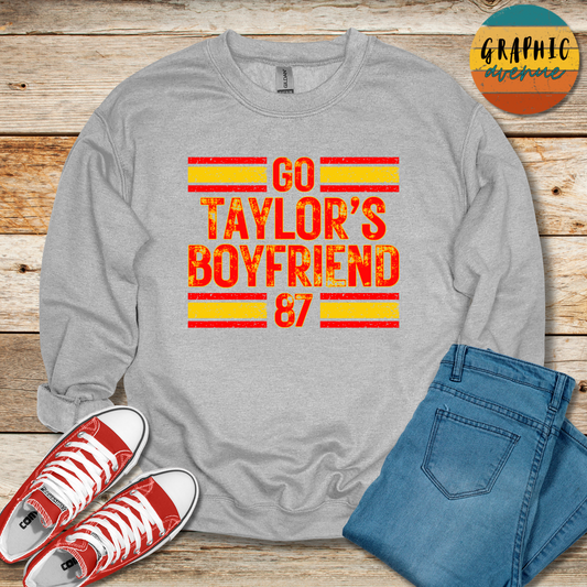 Go Taylor's Boyfriend Sweatshirt - Kansas City Chiefs - 5 Colors Available in Youth and Adult Sizes