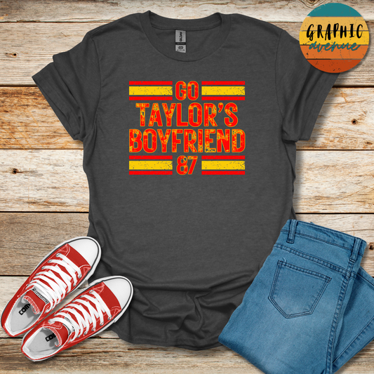 Go Taylor's Boyfriend Tee Shirt - Kansas City Chiefs - 5 Colors Available in Youth and Adult Sizes