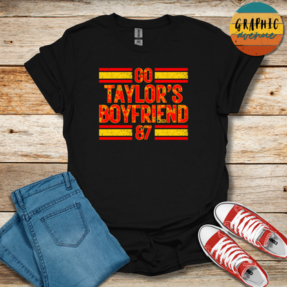 Go Taylor's Boyfriend Tee Shirt - Kansas City Chiefs - 5 Colors Available in Youth and Adult Sizes